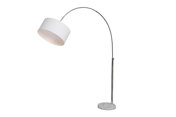 Design Bogenlampe WHITE LINEN - Leinen Stehlampe