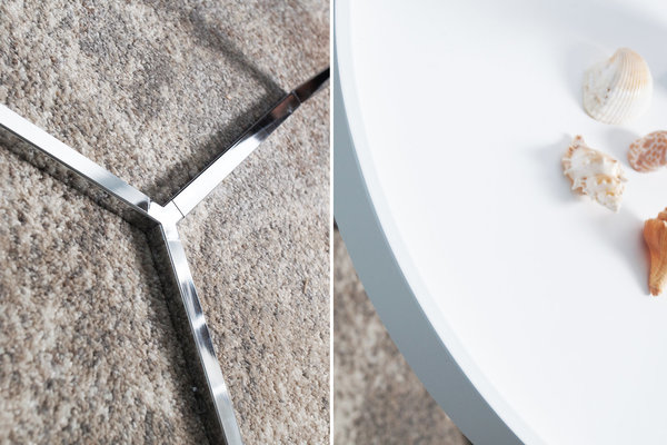 Design Couchtisch Tabletttisch 60cm weiß Gestell verchromt