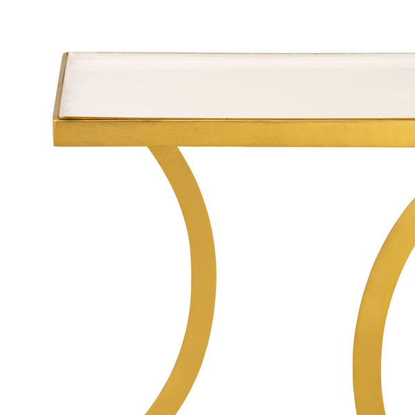 Beistelltisch Metall gold Emaille Tisch eckig Lampentisch Sofatisch