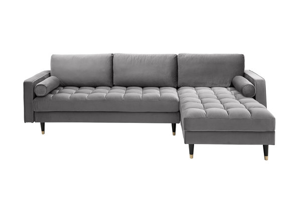 Ecksofa Eckcouch grau Samt 260cm beidseitig montierbar Sofa Couch - Aussteller