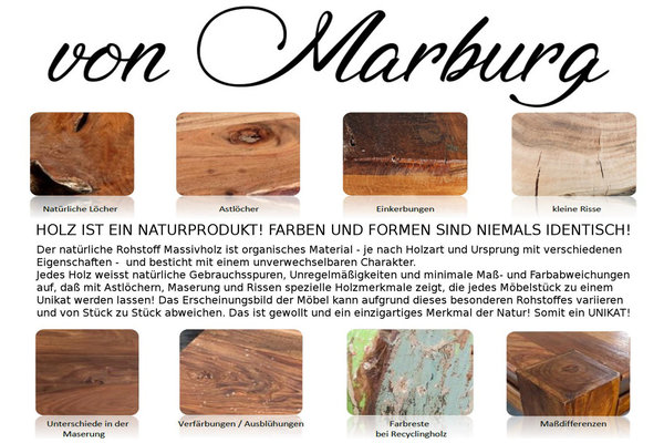 Couchtisch 100cm natur Mango Massivholz Sofatisch Industriedesign - Aussteller
